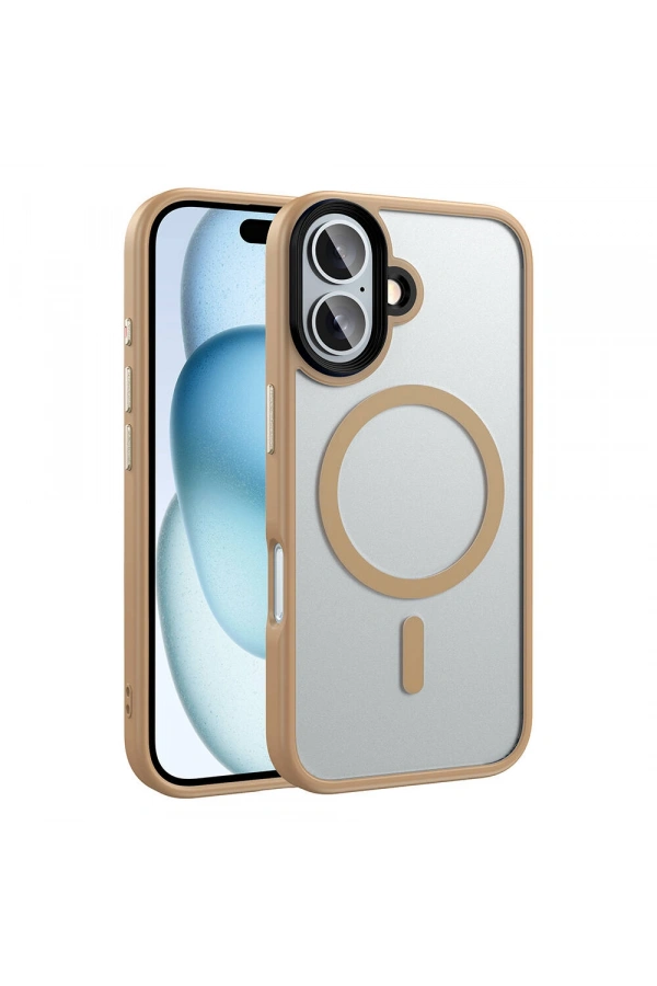 Apple iPhone 16 Plus Kılıf Mat Arka Yüzey Wireless Şarj Özellikli Zore Flet M-safe Kapak