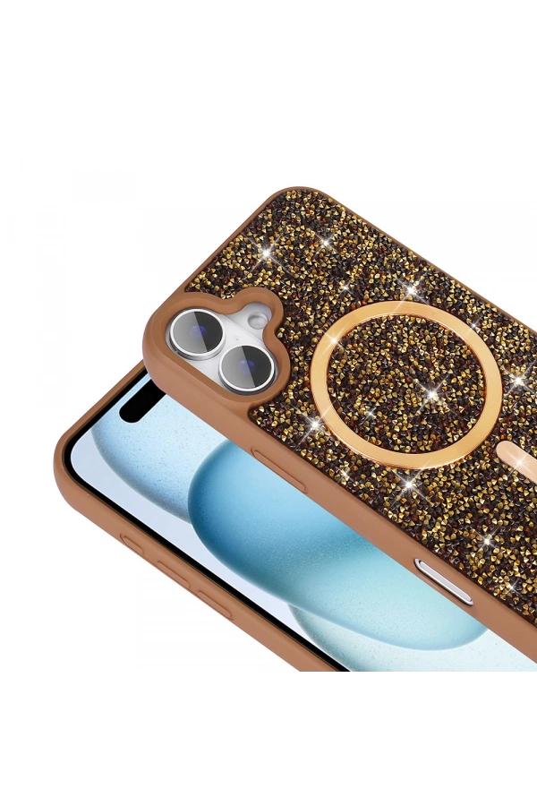 Apple iPhone 16 Plus Kılıf Pırlanta Tasarımlı M-safe Şarj Özellikli Zore Mozaik Silikon Kapak