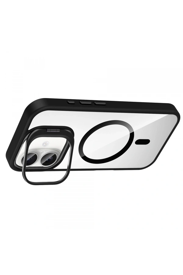 Apple iPhone 16 Plus Kılıf Standlı ve Kamera Lens Hediyeli M-Safe Şarj Özellikli Zore Etro Kapak