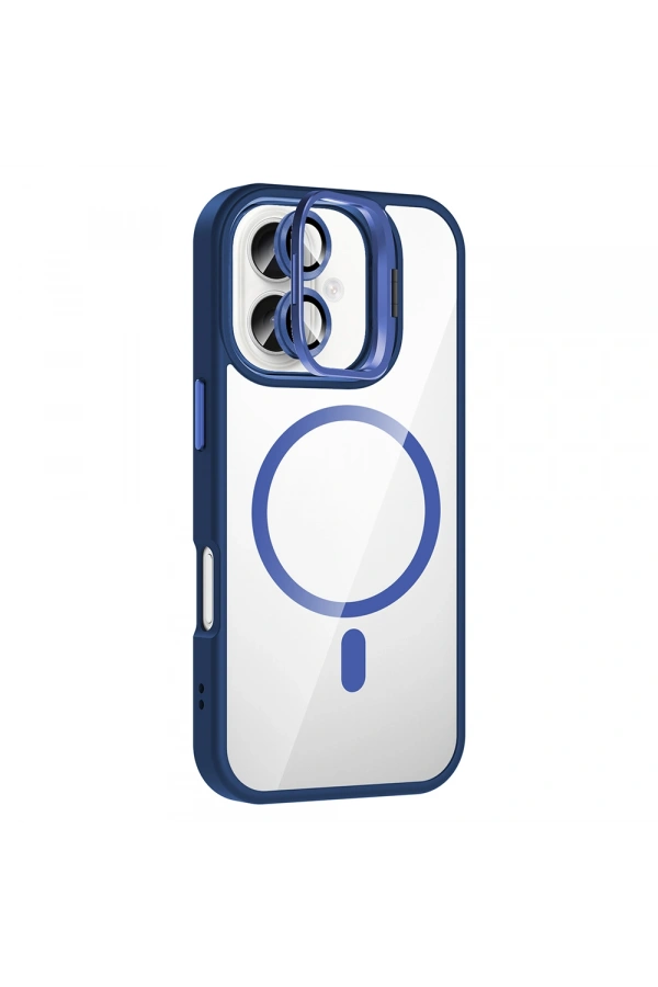 Apple iPhone 16 Plus Kılıf Standlı ve Kamera Lens Hediyeli M-Safe Şarj Özellikli Zore Etro Kapak