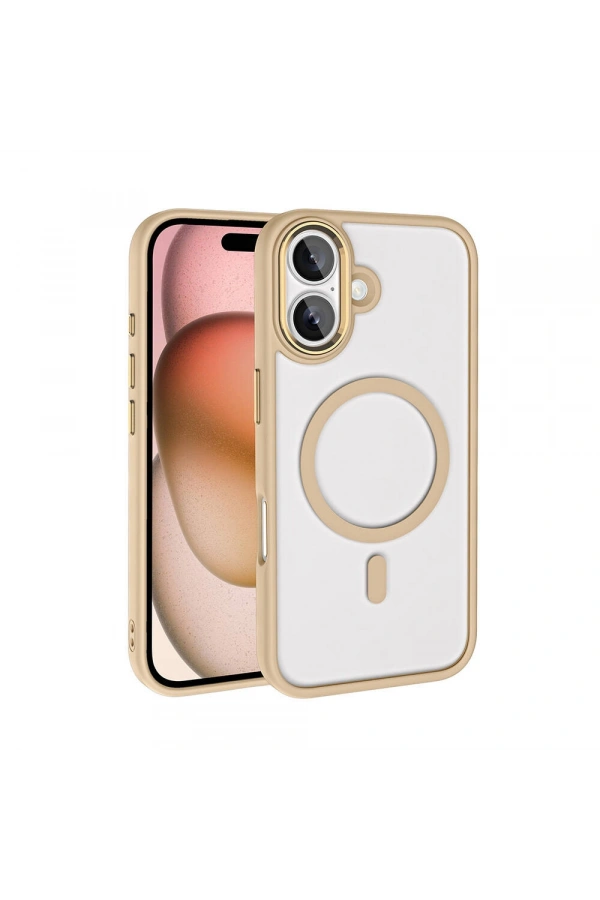 Apple iPhone 16 Plus Kılıf Wireless Şarj Özellikli Zore Krom M-safe Silikon Kapak