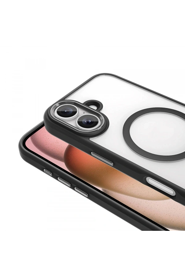 Apple iPhone 16 Plus Kılıf Wireless Şarj Özellikli Zore Krom M-safe Silikon Kapak