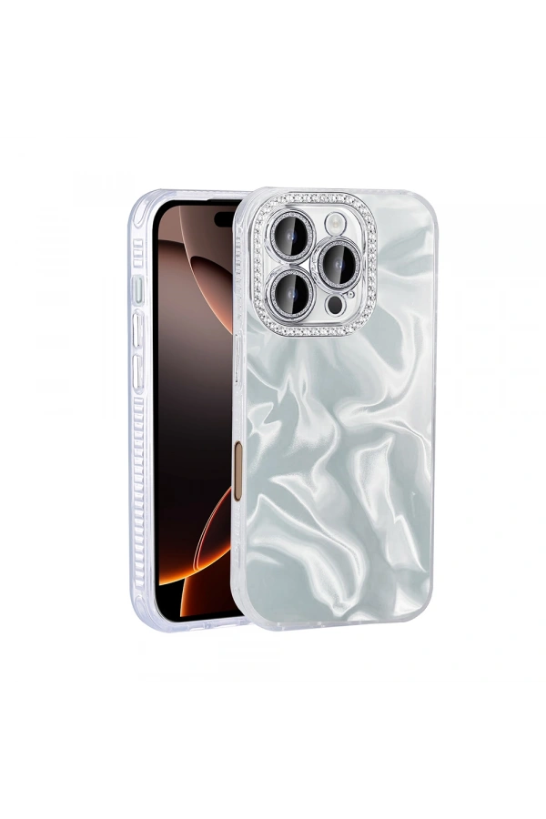 Apple iPhone 16 Pro Kılıf Airbagli Parlak Taş Detay Tasarımlı Zore Esila Kapak