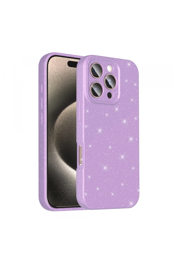 Apple iPhone 16 Pro Kılıf Kamera Korumalı Simli Lüks Zore Koton Kapak