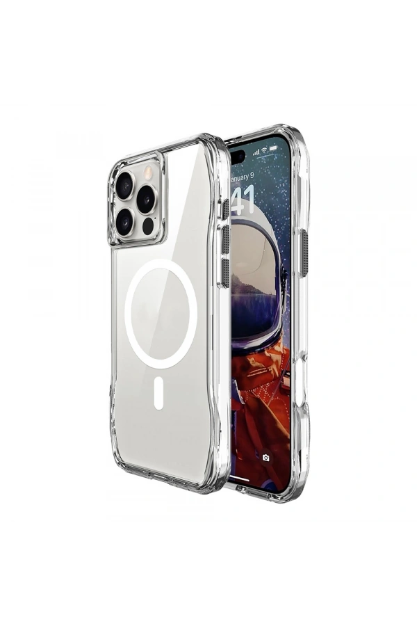 Apple iPhone 16 Pro Kılıf M-safe Şarj Özellikli Airbagli Şeffaf Zore İncek Kapak