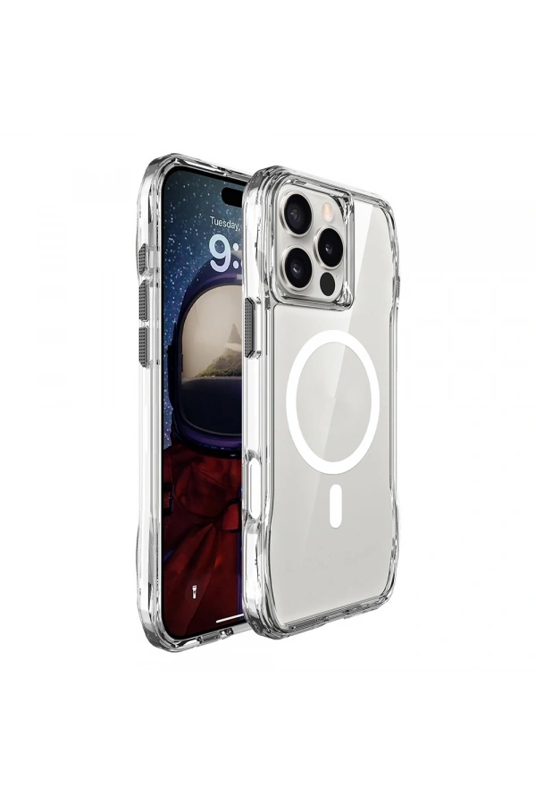 Apple iPhone 16 Pro Kılıf M-safe Şarj Özellikli Airbagli Şeffaf Zore İncek Kapak