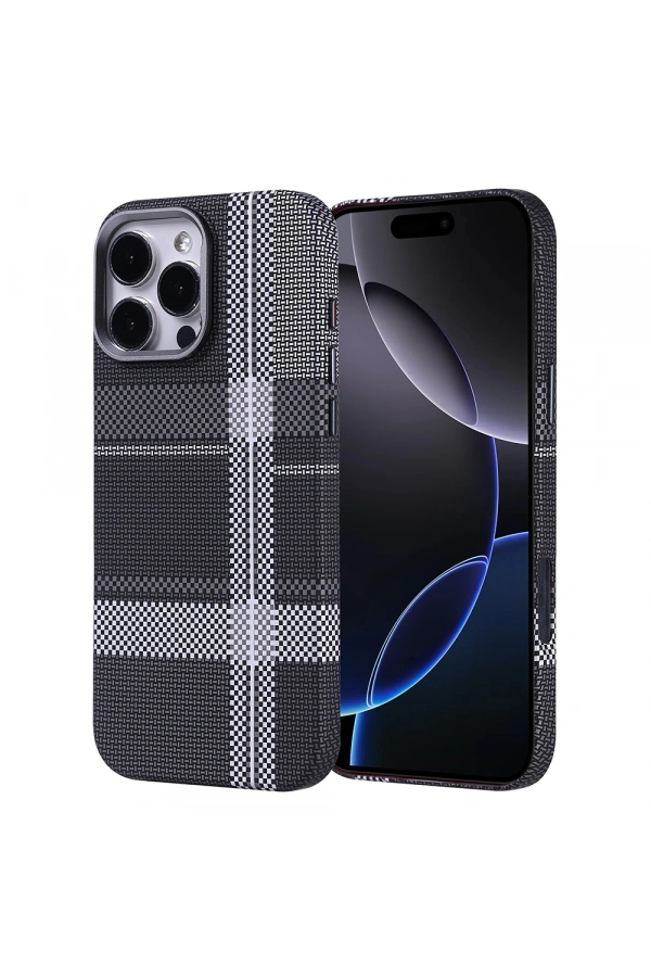 Apple iPhone 16 Pro Kılıf M-safe Şarj Özellikli Karbon Fiber Görünümlü Zore Nekst Kapak