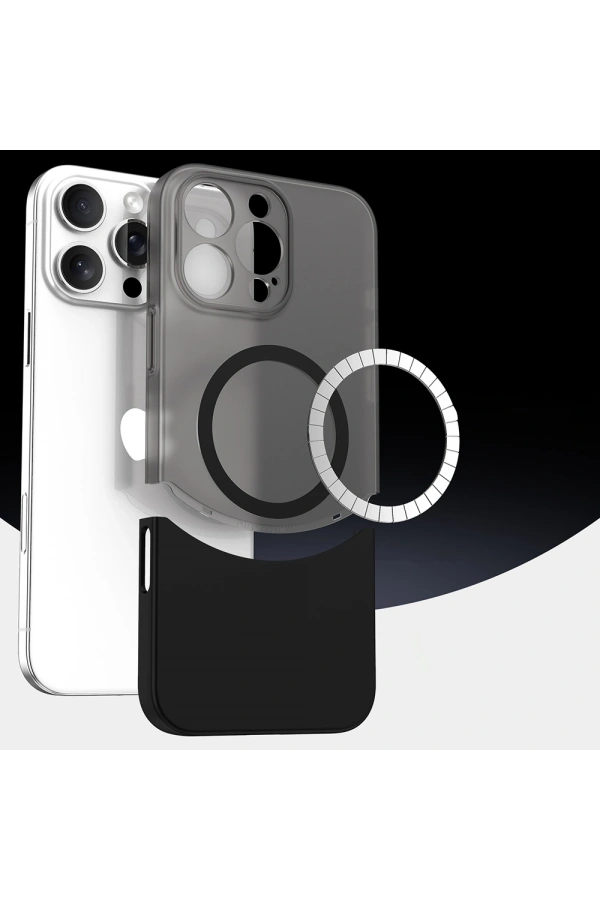 Apple iPhone 16 Pro Kılıf M-Safe Şarj Özellikli Mıknatıslı Zore Duble Kapak