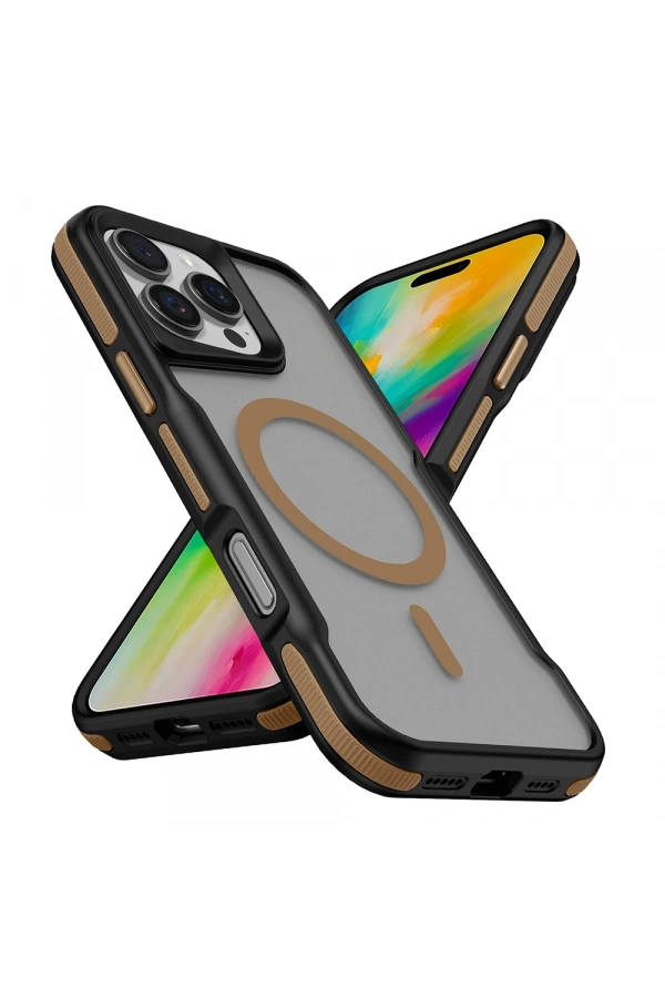 Apple iPhone 16 Pro Kılıf M-safe Şarj Özellikli Renkli Kenar Airbag Şeritli Zore Lamer Kapak