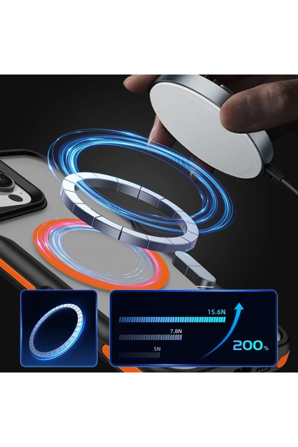 Apple iPhone 16 Pro Kılıf M-safe Şarj Özellikli Renkli Kenar Airbag Şeritli Zore Lamer Kapak