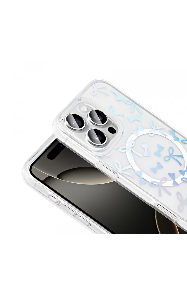 Apple iPhone 16 Pro Kılıf M-Safe Şarj Özellikli Şeffaf Zore Folk Sert Kapak