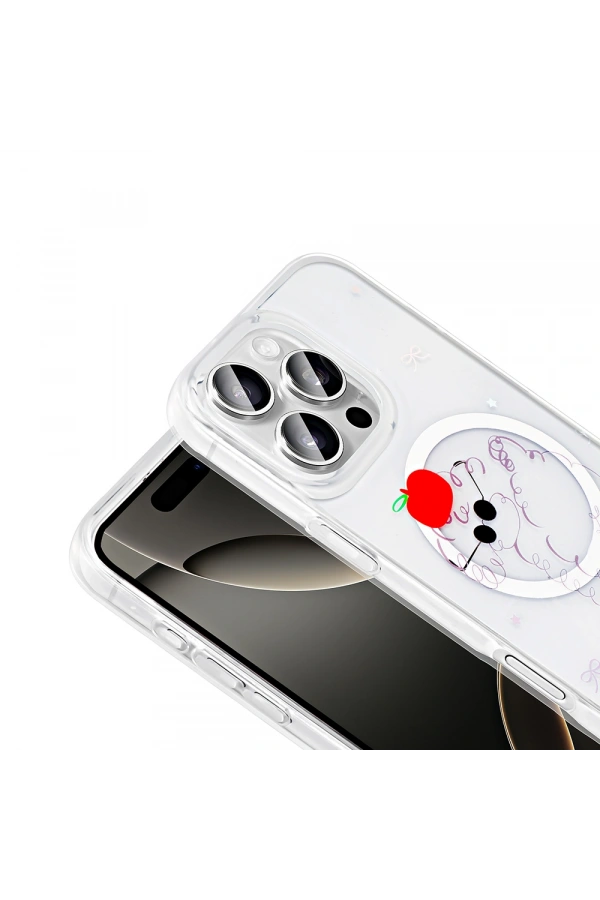 Apple iPhone 16 Pro Kılıf M-Safe Şarj Özellikli Şeffaf Zore Folk Sert Kapak