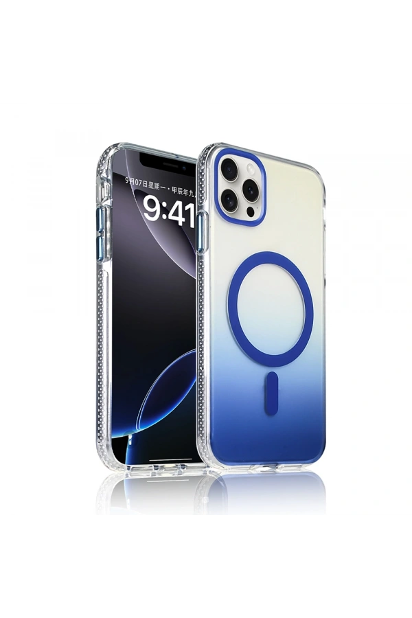 Apple iPhone 16 Pro Kılıf M-safe Şarj Özellikli Transparan Renk Geçişli Zore Toros Kapak
