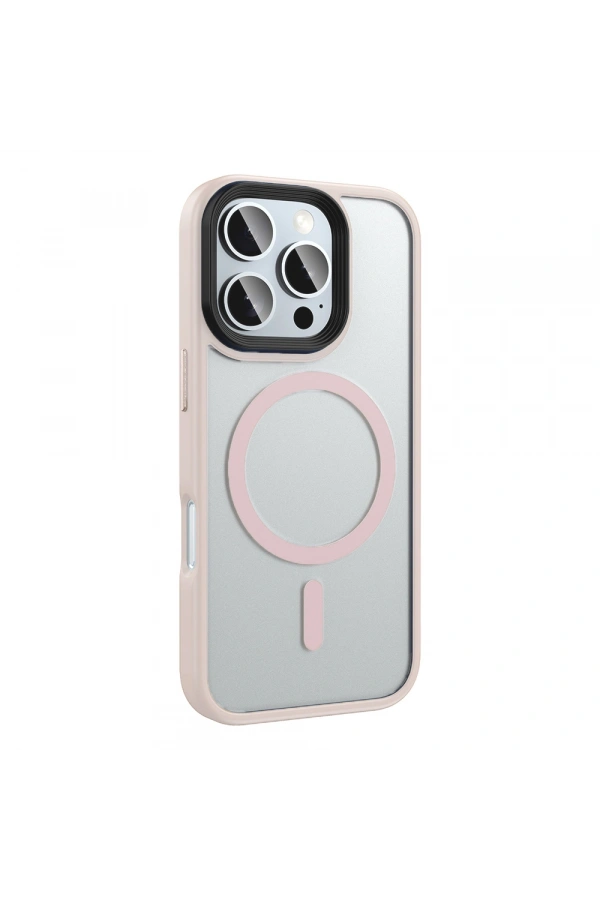 Apple iPhone 16 Pro Kılıf Mat Arka Yüzey Wireless Şarj Özellikli Zore Flet M-safe Kapak