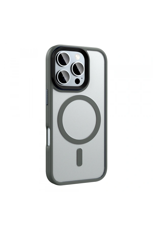 Apple iPhone 16 Pro Kılıf Mat Arka Yüzey Wireless Şarj Özellikli Zore Flet M-safe Kapak