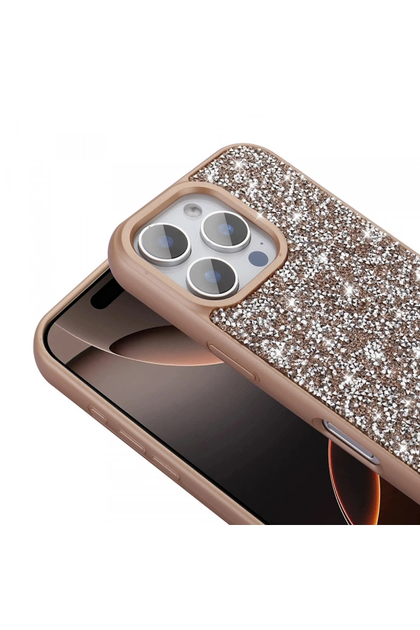 Apple iPhone 16 Pro Kılıf Parlak Taşlı Tasarım Zore Pırlanta Kapak