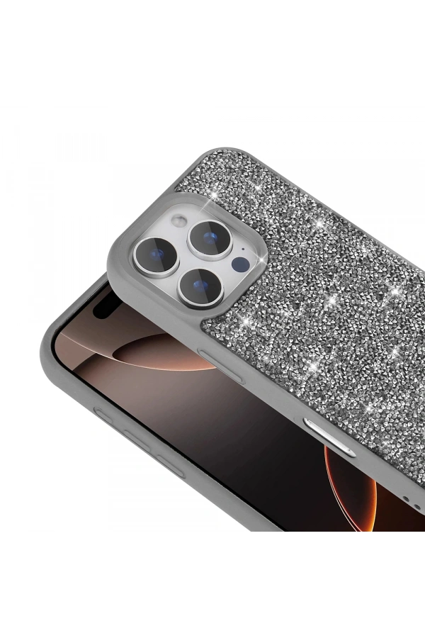 Apple iPhone 16 Pro Kılıf Parlak Taşlı Tasarım Zore Pırlanta Kapak