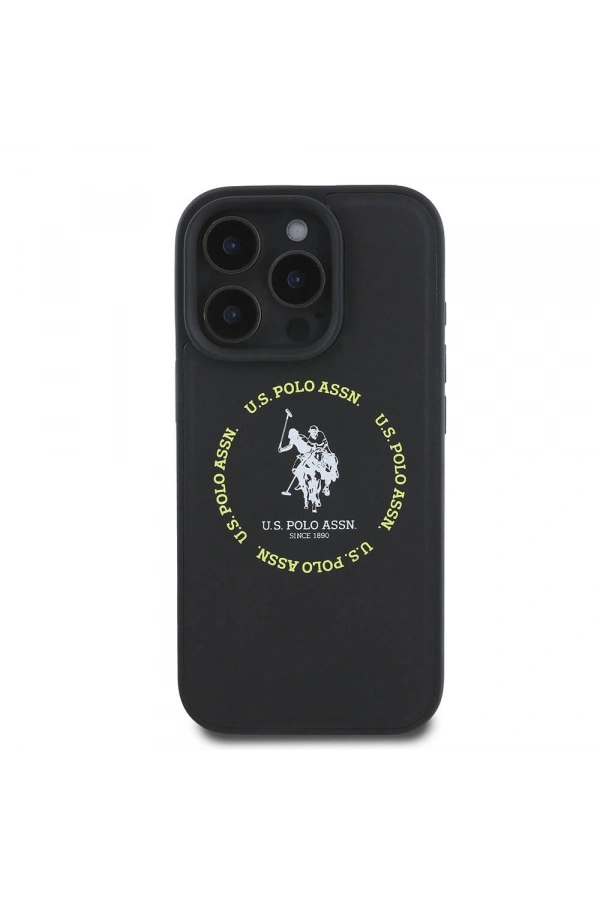 Apple iPhone 16 Pro Kılıf U.S. Polo Assn. Orjinal Lisanslı M-safe Şarj Özellikli Circle ve Double Horse Logolu Deri Kapak