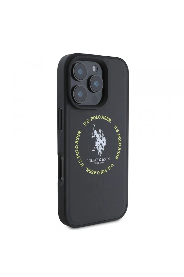 Apple iPhone 16 Pro Kılıf U.S. Polo Assn. Orjinal Lisanslı M-safe Şarj Özellikli Circle ve Double Horse Logolu Deri Kapak