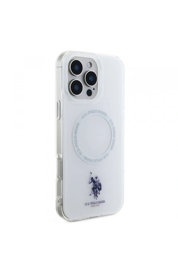 Apple iPhone 16 Pro Kılıf U.S. Polo Assn. Orjinal Lisanslı M-safe Şarj Özellikli IML Double Horse Logolu Ring Kapak