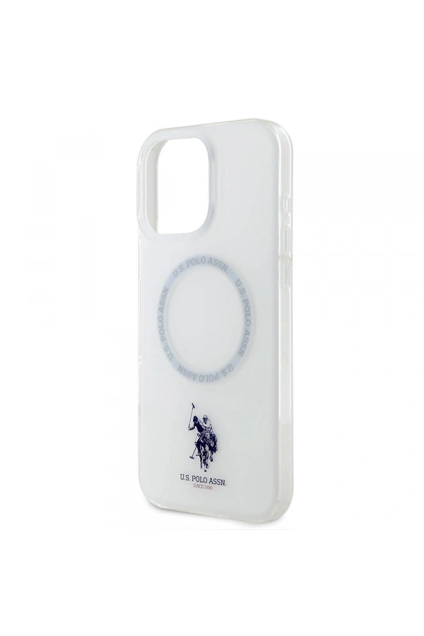 Apple iPhone 16 Pro Kılıf U.S. Polo Assn. Orjinal Lisanslı M-safe Şarj Özellikli IML Double Horse Logolu Ring Kapak