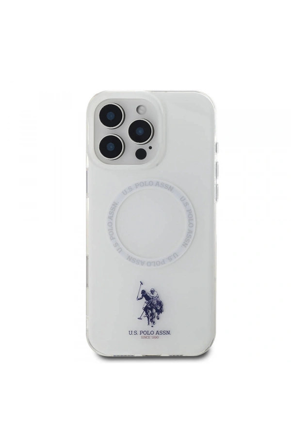 Apple iPhone 16 Pro Kılıf U.S. Polo Assn. Orjinal Lisanslı M-safe Şarj Özellikli IML Double Horse Logolu Ring Kapak