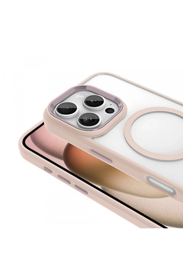 Apple iPhone 16 Pro Kılıf Wireless Şarj Özellikli Zore Krom M-safe Silikon Kapak