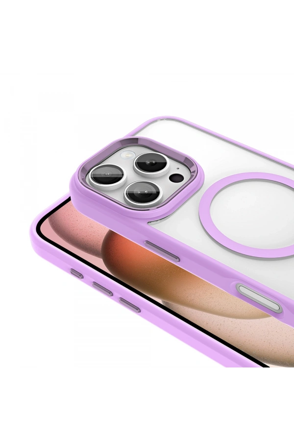 Apple iPhone 16 Pro Kılıf Wireless Şarj Özellikli Zore Krom M-safe Silikon Kapak