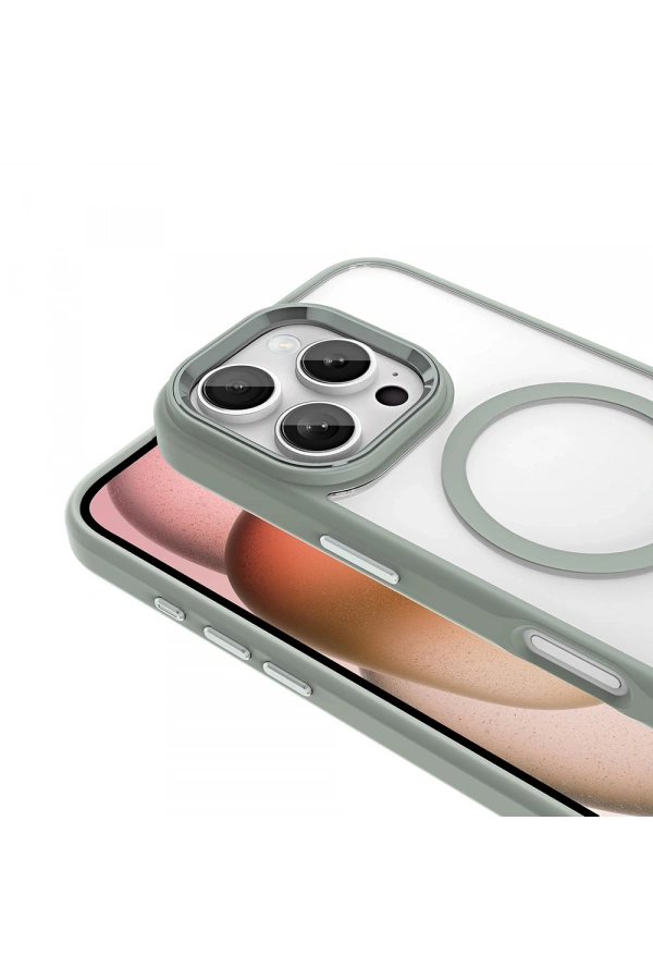 Apple iPhone 16 Pro Kılıf Wireless Şarj Özellikli Zore Krom M-safe Silikon Kapak