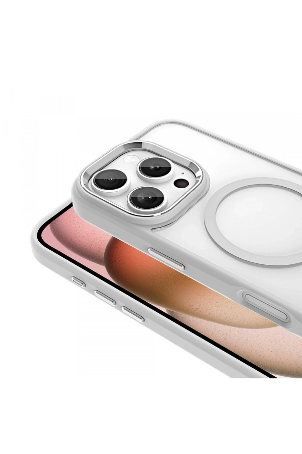 Apple iPhone 16 Pro Kılıf Wireless Şarj Özellikli Zore Krom M-safe Silikon Kapak