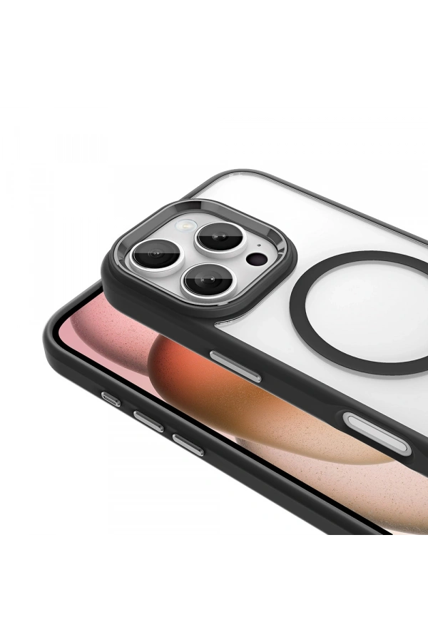 Apple iPhone 16 Pro Kılıf Wireless Şarj Özellikli Zore Krom M-safe Silikon Kapak