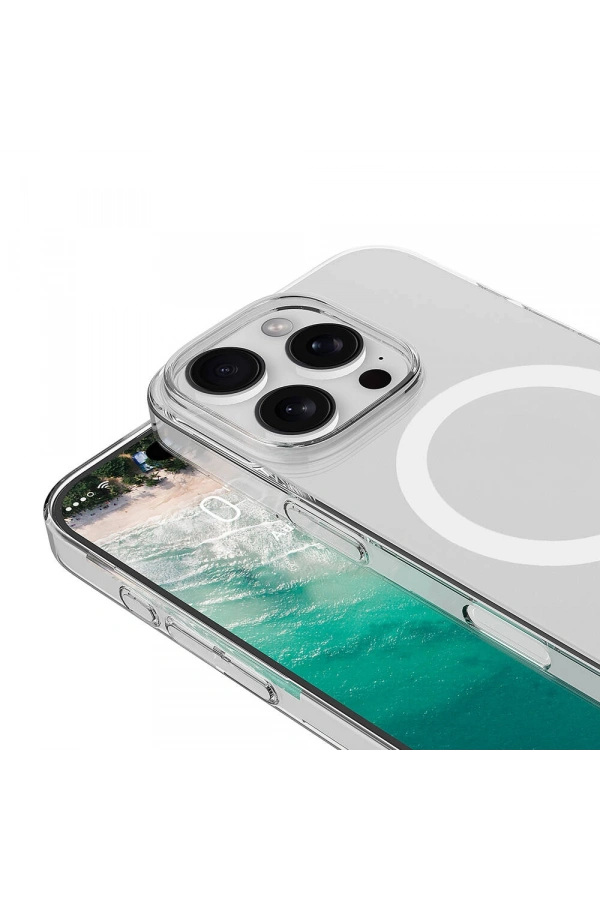 Apple iPhone 16 Pro Kılıf Zore M-safe Şarj Özellikli Şeffaf Tek Kamera Çerçeveli Porto Kapak