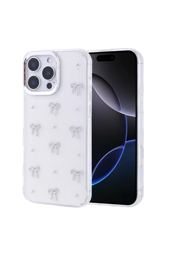 Apple iPhone 16 Pro Max Kılıf Airbag Tasarımlı Simli Şeffaf Zore Kutup Kapak