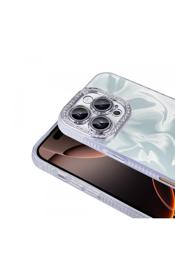 Apple iPhone 16 Pro Max Kılıf Airbagli Parlak Taş Detay Tasarımlı Zore Esila Kapak