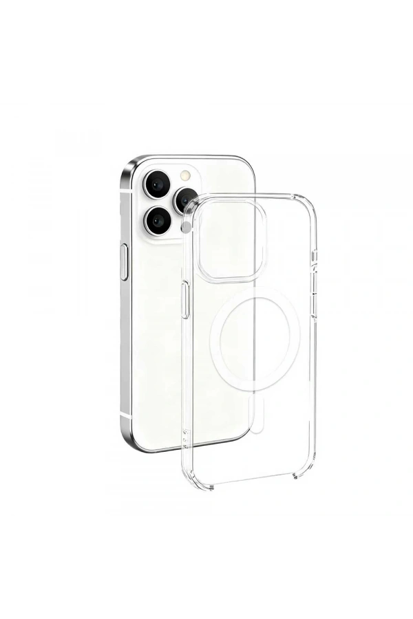 Apple iPhone 16 Pro Max Kılıf IC Çipli Zore Wireless Şarj Özellikli Şeffaf Orjin Kapak