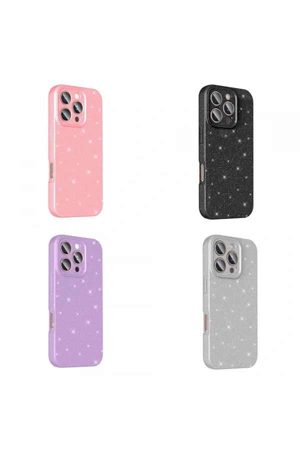 Apple iPhone 16 Pro Max Kılıf Kamera Korumalı Simli Lüks Zore Koton Kapak