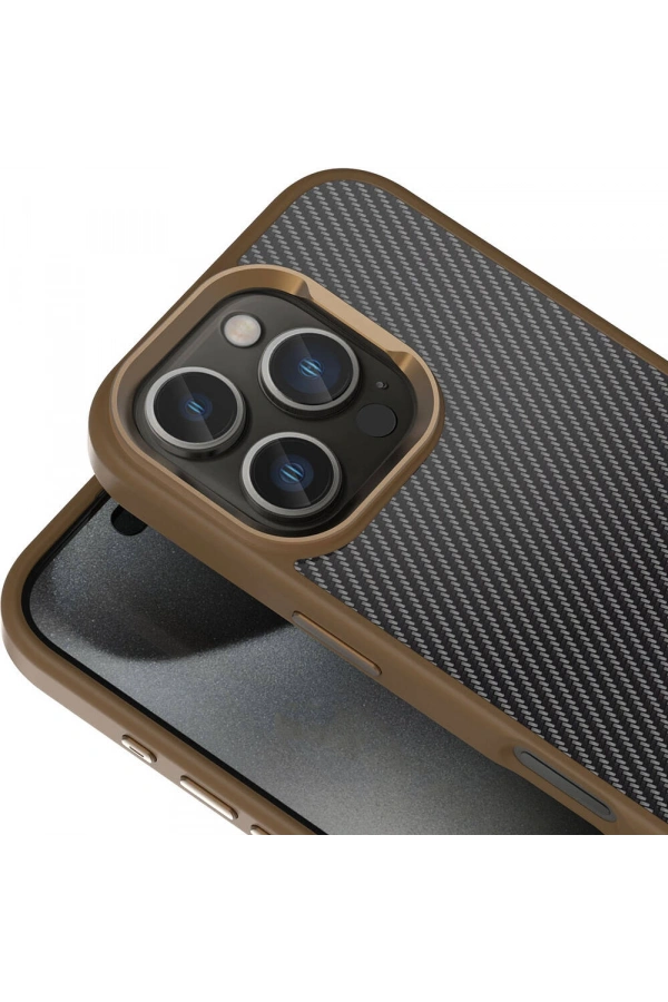 Apple iPhone 16 Pro Max Kılıf Karbon Fiber Görünümlü Parlak Kamera Çerçeveli Zore Venus Kapak