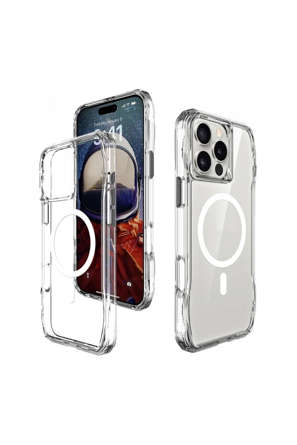 Apple iPhone 16 Pro Max Kılıf M-safe Şarj Özellikli Airbagli Şeffaf Zore İncek Kapak