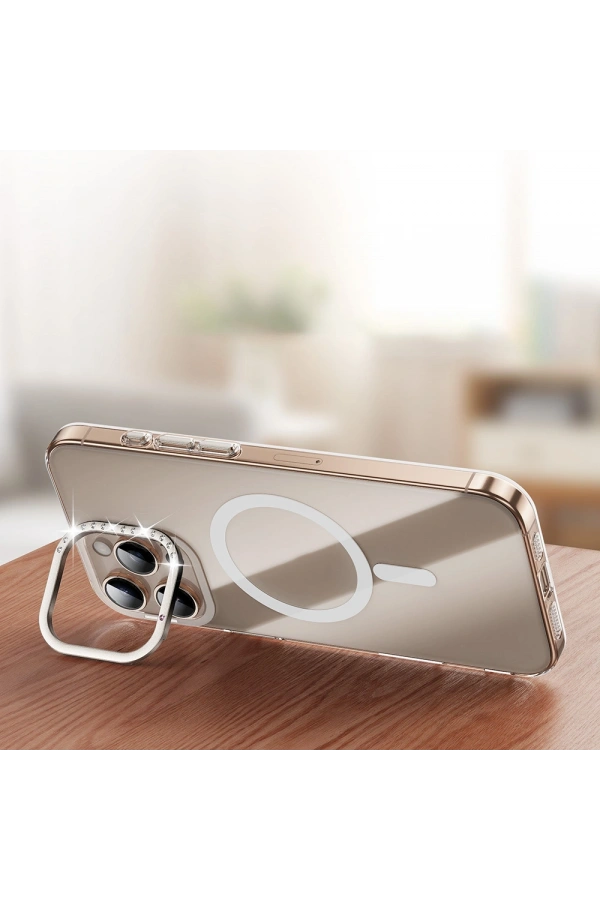Apple iPhone 16 Pro Max Kılıf M-safe Şarj Özellikli Kamera Standlı Zore Estop Kapak