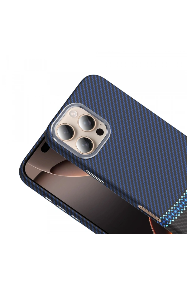 Apple iPhone 16 Pro Max Kılıf M-safe Şarj Özellikli Karbon Fiber Görünümlü Zore Gros Kapak