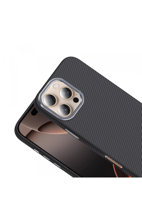 Apple iPhone 16 Pro Max Kılıf M-safe Şarj Özellikli Karbon Fiber Görünümlü Zore Gros Kapak