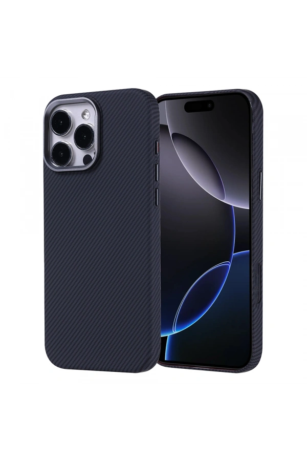Apple iPhone 16 Pro Max Kılıf M-safe Şarj Özellikli Karbon Fiber Görünümlü Zore Nekst Kapak
