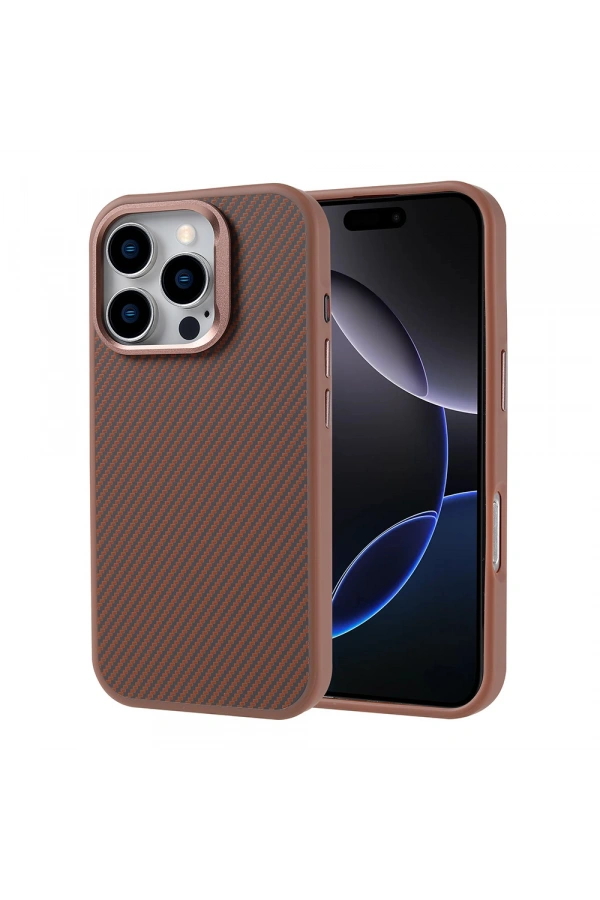 Apple iPhone 16 Pro Max Kılıf M-safe Şarj Özellikli Karbon Fiber Görünümlü Zore Troy Kapak