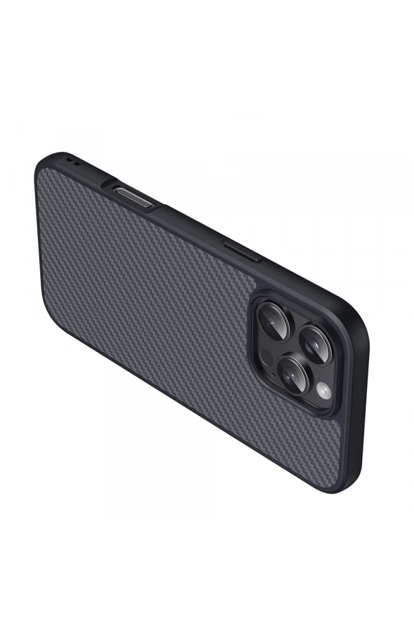 Apple iPhone 16 Pro Max Kılıf M-safe Şarj Özellikli Karbon Fiber Tasarımlı Zore Elnino Kapak