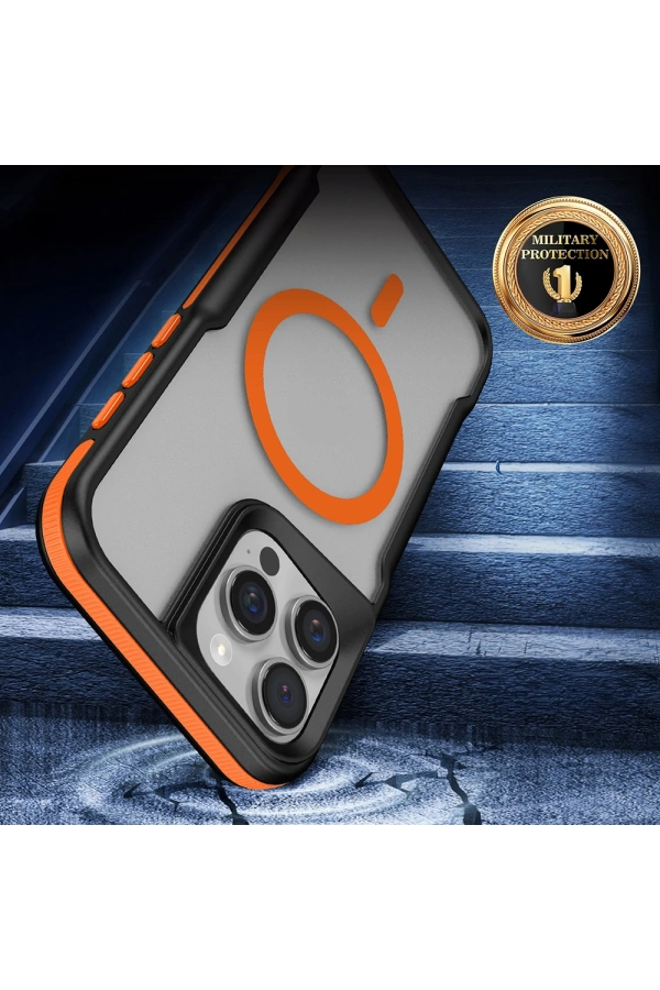 Apple iPhone 16 Pro Max Kılıf M-safe Şarj Özellikli Renkli Kenar Airbag Şeritli Zore Lamer Kapak