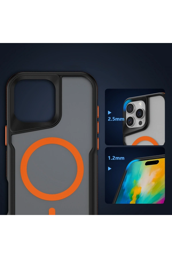 Apple iPhone 16 Pro Max Kılıf M-safe Şarj Özellikli Renkli Kenar Airbag Şeritli Zore Lamer Kapak