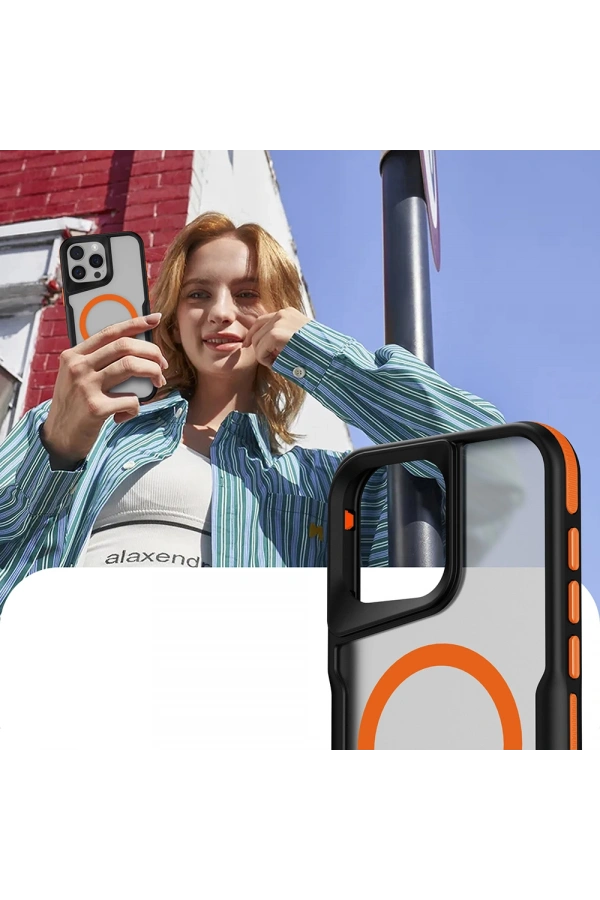 Apple iPhone 16 Pro Max Kılıf M-safe Şarj Özellikli Renkli Kenar Airbag Şeritli Zore Lamer Kapak
