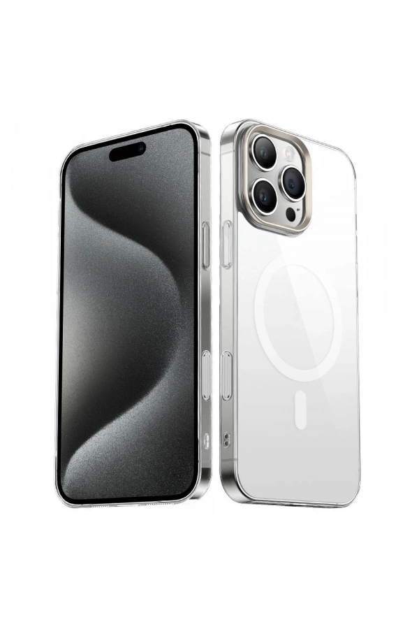 Apple iPhone 16 Pro Max Kılıf M-safe Şarj Özellikli Şeffaf Cam Arka Yüzey Zore G-Glass Kapak