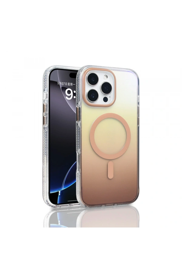Apple iPhone 16 Pro Max Kılıf M-safe Şarj Özellikli Transparan Renk Geçişli Zore Toros Kapak