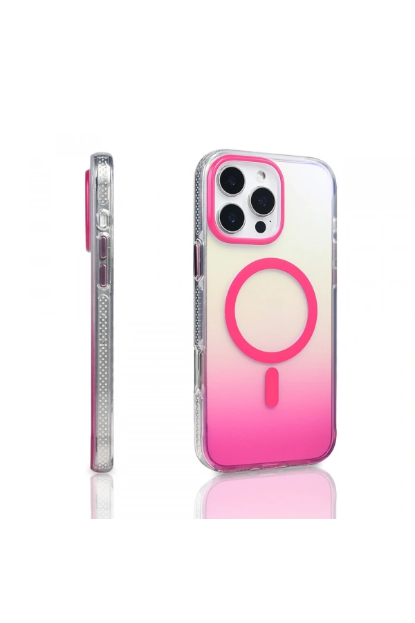 Apple iPhone 16 Pro Max Kılıf M-safe Şarj Özellikli Transparan Renk Geçişli Zore Toros Kapak